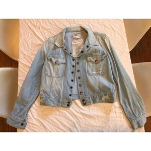 Current Elliot light wash distressed denim jacket